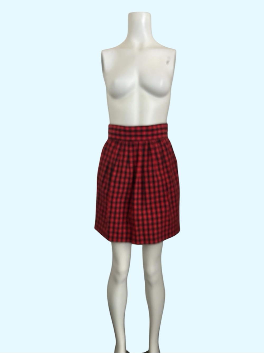 M Missoni Red Black Plaid Poplin Mini Shirt Sz 4 US